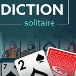 Kortspilloppsett med to highlightede kort, ruter konge og kløver to, mot en bakgrunn med flere spillkort og teksten ADDICTION solitaire