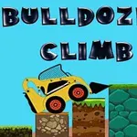 En gul bulldoser klatrer over blokker i forskjellige farger og mønstre, med teksten BULLDOZER CLIMB øverst