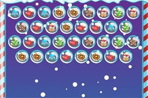 Fargerike juletema-bobler med snøfnugg på en lilla bakgrunn