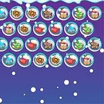 Fargerike juletema-bobler med snøfnugg på en lilla bakgrunn