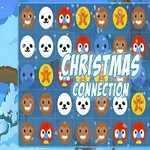 Et fargerikt rutenett med ulike julefigurikoner mot en vinterbakgrunn, med teksten Christmas Connection i midten