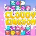 Fargerike, animerte figurer og teksten Cloudy Kingdom 3 vises mot en blå og rosa bakgrunn