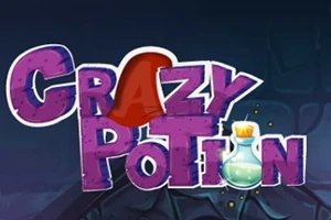 Fargerikt tekstbilde med tittelen Crazy Potion og en tegnet liten eliksirflaske