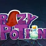 Fargerikt tekstbilde med tittelen Crazy Potion og en tegnet liten eliksirflaske