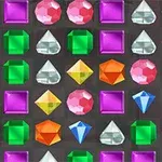 Et rutenett av fargerike juveler i forskjellige former som diamanter, ovale perler og firkanter, mot en mørk bakgrunn