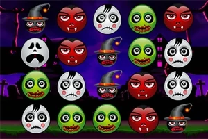 Vampyr- og zombieinspirerte ansikter er arrangert i et rutenett foran en mørk, skummel bakgrunn med kirkegårdselementer