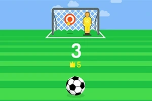Fotball klar til å skytes mot et mål med et blink og en gul figur foran
