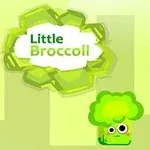 Illustrasjon av en grønn brokkolistilk med øyne under en sky av tekst som sier Little Broccoli