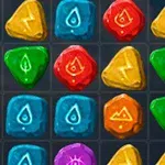 Fargerike, geometriske steiner med forskjellige symboler ordnet i et rutenettmønster