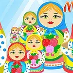 Flere fargerike matryoshka-dukker i forskjellige størrelser med blomsterdekor