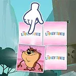 Tegneseriefigur plassert i et rutenett med rosa kort og en pekende hånd