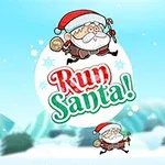 Tegnet nisse i julekostyme med teksten Run Santa!