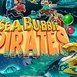 Fargerik illustrasjon med teksten Sea Bubble Pirates 2 i sentrum, omgitt av bobler og piratfigurer