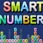 Teksten SMART NUMBERS i fargerike bokstaver over blokker med tall i ulike farger på en mørk blå bakgrunn