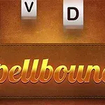 Bokstavbrikker med bokstavene T, V, D, O over ordet Spellbound i oransje skrift på en brun bakgrunn