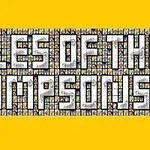 Stor tekst som sier Tiles of the Simpsons mot en collage av små bilder på gul bakgrunn