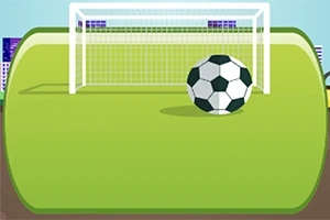 En illustrasjon av en fotball foran et mål på en grønn bane
