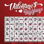 Et Mah-jongg-spillbrett med valentinessymboler og røde hjerter i bakgrunnen