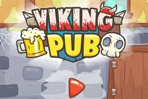 Tegnet tittel Viking Pub med et ølkrus og et hodeskallemotiv i en vikingeinspirert stil