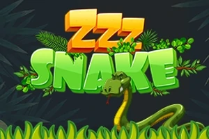 Fargerik illustrasjon av teksten ZZZ Snake med en slange som sniker seg gjennom gresset og blader i bakgrunnen