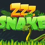 Fargerik illustrasjon av teksten ZZZ Snake med en slange som sniker seg gjennom gresset og blader i bakgrunnen